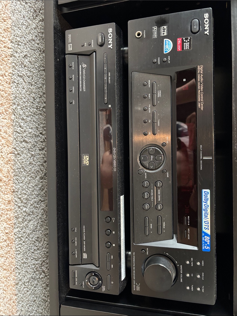 SONY Surround Sound Receiver
5 CD Changer
Three Cambridge Sound works speakers